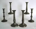 Set of 4 pewter pushup candlesticks early 19th c