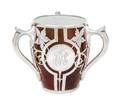 A Silver Overlay Porcelain Loving Cup