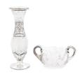 Two Silver Overlay Cut Glass Articles