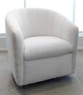 A Contemporary WhiteUpholstered Swivel Tub Chair