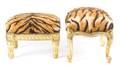 Two Faux Tiger Skin Gilt Footstools