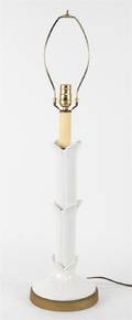 A White Ceramic Bamboo Form Table Lamp