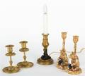 Two Pairs of Gilt Metal Candlesticks