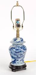 A Chinese Blue and White Porcelain Table Lamp