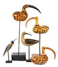 Five Painted Wood Figures of Birds