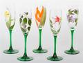 A Set of Hand Painted Champagne Flutes