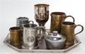 A Group of Pewter Mugs and Vessels