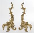 A Pair of Louis XV Style Brass Chenets