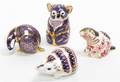 A Collection of Royal Crown Derby Porcelain Figural Paperweights