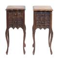 A Pair of French Provincial Style Walnut Side Tables
