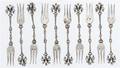 Ten German Silver Cocktail Forks