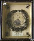 Civil War framed hair wreath memorial dated July 1863
