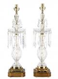 Pair of Cut Crystal Lustre Table Lamps