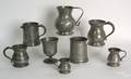 Seven pewter measures 19th c