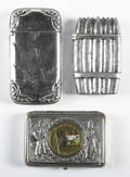 Three nickel silver match vesta safes
