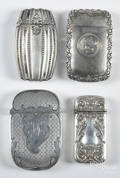 Four sterling silver match vesta safes