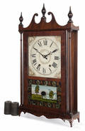 Hopkins and Alfred Federal mahogany pillar and scroll clock