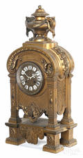 French gilt metal mantel clock