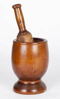 Turned cherry mortar and pestle