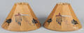 Pair of painted hide table lamp shades with Native American motifs