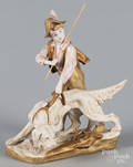 Royal Dux figure of a boy and dog