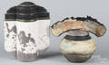 Two studio pottery lidded jars