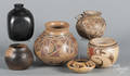 Six pieces of Native American pottery