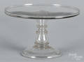 Large colorless glass cake stand