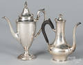 Two sterling silver teapots