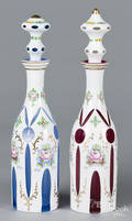 Pair of Bohemian glass decanters
