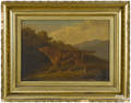 American oil on canvas of a hunting dog 19th c