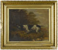 American oil on canvas of a hunting dog 19th c
