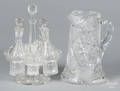 Cut glass cruet set