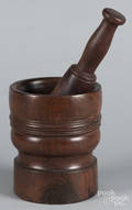 Large turned lignum vitae mortar and pestle