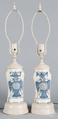 Pair of Delft table lamps