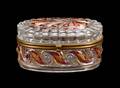 Baccarat Lidded Dresser Box w Cranberry  Gilt