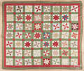 Pieced star in grid quilt