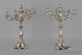 Pair of massive silver plate candelabra