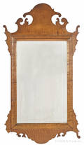 Tiger maple Chippendale mirror