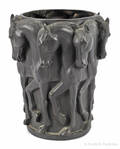 Bronze vase with horses in relief