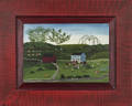 Oil on board landscape depicting an Amish auction