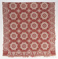 Red and white jacquard coverlet