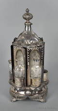 Silver plated revolving cruet stand
