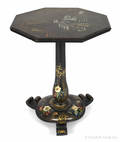 Victorian papiermch and mother of pearl tilt top stand