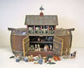 Carved and painted Noahs ark with  animals