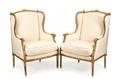 Pair of French Louis XVI Style Gilt Easy Chairs