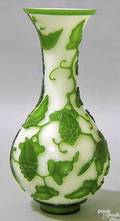 Green cut to white Peking glass vase