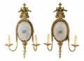 Pair of French Gilt Bronze  Crystal Wall Sconces