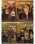 A PAIR OF PAINTINGS BY NIKOLAY STEPANOVICH TROSHIN RUSSIAN 18971990 Subway Car Scenes