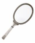 A RUSSIAN SILVER HAND MIRROR FABERGE WITH IMPERIAL WARRANT MOSCOW 18991908